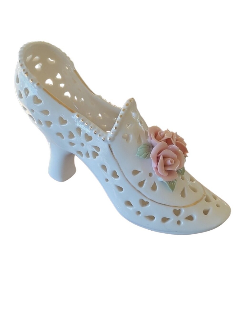 Vintage White Victorian Shoe Figurine